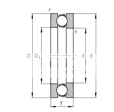 推力深沟球轴承 51216, 根据 DIN 711/ISO 104 标准的主要尺寸，单向，可分离