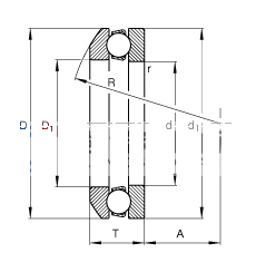 推力深沟球轴承 53207 + U207, 根据 DIN 711/ISO 104 标准的主要尺寸，单向，带球面轴承座圈和座圈，可分离