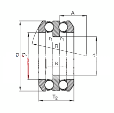 推力深沟球轴承 54311 + U311, 根据 DIN 711/ISO 104 标准的主要尺寸，单向，带球面轴承座圈和一个或两个座圈，可分离