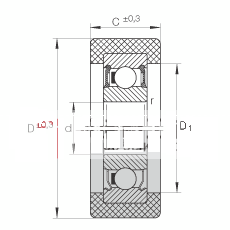 滚轮 KLRZ10X30X10-2Z, 带塑料箍，两侧密封