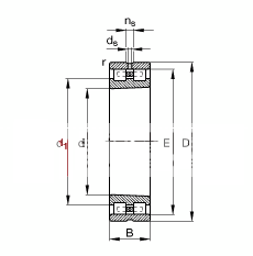 圆柱滚子轴承 NN3036-AS-K-M-SP, 根据 DIN 5412-4 标准的主要尺寸, 非定位轴承, 双列，带锥孔，锥度 1:12 ，可分离, 带保持架，减小的径向内部游隙，限制公差