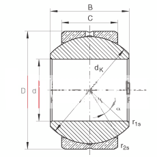 关节轴承 GE5-PB, 根据 DIN ISO 12 240-1 标准，尺寸系列 K，需维护