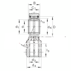 液压杆端轴承 GIHNRK50-LO, 根据 DIN ISO 12 240-4 标准，带右旋螺纹夹紧装置，需维护