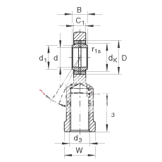 杆端轴承 GIL45-DO-2RS, 根据 DIN ISO 12 240-4 标准，带左旋内螺纹，需维护，两侧唇密封