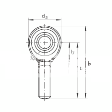 杆端轴承 GAKL12-PB, 根据 DIN ISO 12 240-4 标准，带左旋外螺纹，需维护