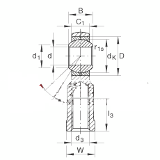 杆端轴承 GIKPR12-PW, 根据 DIN ISO 12 240-4 标准，带右旋小螺距内螺纹，需维护