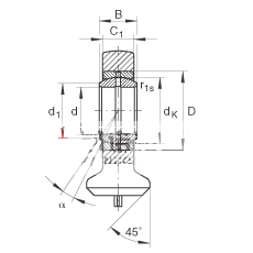 液压杆端轴承 GK45-DO, 根据 DIN ISO 12 240 标准，带焊接面，需维护
