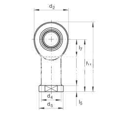 杆端轴承 GIL45-UK-2RS, 根据 DIN ISO 12 240-4 标准，带左旋内螺纹，免维护，两侧唇密封