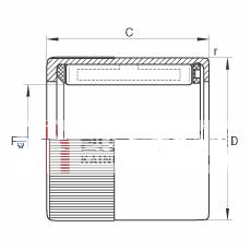 冲压外圈滚柱离合器 HF0306-KF-R, 带塑料弹簧和外圈滚花