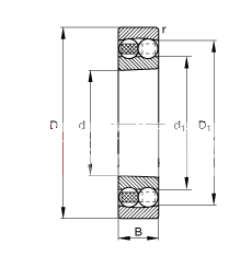 自调心球轴承 2209-K-TVH-C3, 根据 DIN 630 标准的主要尺寸, 锥孔，锥度 1:12