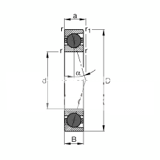 主轴轴承 HCB71940-C-T-P4S, 调节，成对或单元安装，接触角 α = 15°，陶瓷球，限制公差