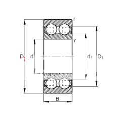 深沟球轴承 4305-B-TVH, 根据 DIN 625-3 标准的主要尺寸，双列