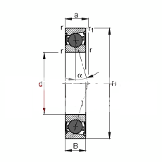 主轴轴承 HCB71928-C-2RSD-T-P4S, 调节，成对或单元安装，接触角 α = 15°，陶瓷球，两侧唇密封，非接触，限制公差