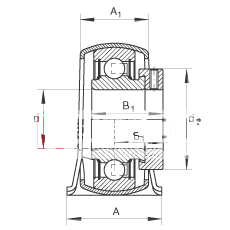 直立式轴承座单元 PB12, 钢板轴承座，带偏心锁圈的外球面球轴承，P 型密封