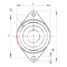 轴承座单元 RCJT1-7/16, 对角法兰轴承座单元，铸铁，根据 ABMA 15 - 1991, ABMA 14 - 1991, ISO3228 带有偏心紧定环，R型密封，英制