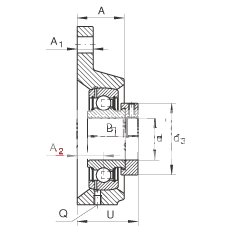 轴承座单元 PCFTR12, 带三个螺栓孔的法兰的轴承座单元，铸铁，偏心锁圈，P型密封