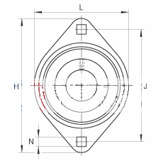 轴承座单元 RALT25, 带两个螺栓孔的法兰的轴承座单元，冲压钢板，偏心锁圈，轻系列，P 型密封