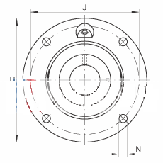 轴承座单元 RME25-N, 带四个螺栓孔的法兰的轴承座单元，定心凸出物，铸铁，偏心锁圈，R 型密封