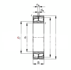 调心滚子轴承 22218-E1, 根据 DIN 635-2 标准的主要尺寸