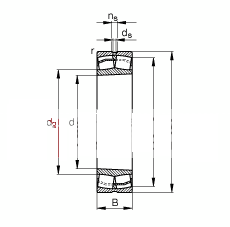 调心滚子轴承 22228-E1-K, 根据 DIN 635-2 标准的主要尺寸, 锥孔，锥度 1:12