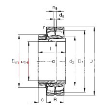 调心滚子轴承 23232-E1-K-TVPB + H2332, 根据 DIN 635-2 标准的主要尺寸, 带锥孔和紧定套