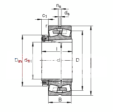 调心滚子轴承 23284-B-K-MB + H3284, 根据 DIN 635-2 标准的主要尺寸, 带锥孔和紧定套