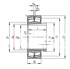 调心滚子轴承 24026-E1-K30 + AH24026, 根据 DIN 635-2 标准的主要尺寸, 带锥孔和退卸套