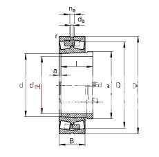 调心滚子轴承 23184-K-MB + AH3184G, 根据 DIN 635-2 标准的主要尺寸, 带锥孔和退卸套